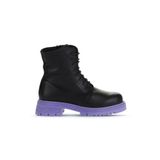 Bueno Shoes Siyah Lila Deri Kadın Topuklu Bot 01WZ1405