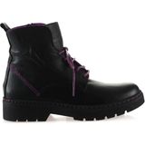 Bueno Shoes Siyah Lila Flotter Deri Kadın Düz Bot