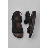 Bueno Shoes Siyah Nubuk Deri Erkek Sandalet 45 Numara Kısa Topuklu Konforlu Tasarım