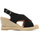 Bueno Shoes Siyah Süet Kadın Dolgu Topuklu Sandalet 14WS7208 14WS7208