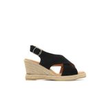 Bueno Shoes Siyah Süet Kadın Dolgu Topuklu Sandalet 14ws7208