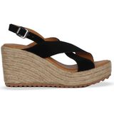 Bueno Shoes Siyah Süet Kadın Dolgu Topuklu Sandalet 14WS72503 14WS72503