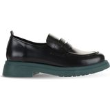 Bueno Shoes Siyah Yeşil Açma Deri Kadın Loafer 01WZ4000 - Siyah - Yeşil