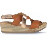 Bueno Shoes Taba Koyu Deri Kadın Dolgu Topuklu Sandalet 01WL3306 01WL3306