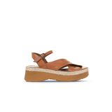 Bueno Shoes Taba Koyu Deri Kadın Dolgu Topuklu Sandalet 01wy8205