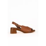 Bueno Shoes Taba Koyu Deri Kadın Topuklu Sandalet 01we3803