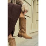 Bueno Shoes Taba Süet Kadın Topuklu Çizme 39wc1533