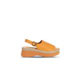Bueno Shoes Turuncu Açık Deri Kadın Dolgu Topuklu Sandalet 01wy8208