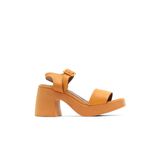 Bueno Shoes Turuncu Deri Kadın Dolgu Topuklu Ayakkabı 01wy12204