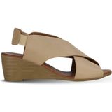 Bueno Shoes Vizon Deri Kadın Dolgu Topuklu Sandalet 01WE4004 01WE4004