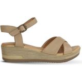Bueno Shoes Vizon Deri Kadın Dolgu Topuklu Sandalet 01WL3303 01WL3303