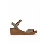 Bueno Shoes Yeşil Deri Kadın Dolgu Topuklu Sandalet 01we3904