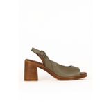 Bueno Shoes Yeşil Deri Kadın Topuklu Sandalet 01we3700