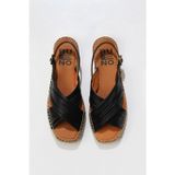 Bueno Siyah Deri Kadın Espadril Sandalet
