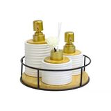 Buenos Yuvarlak Standlı Porselen Banyo Sıvı Sabunluk Seti 4 Parça Zt-007 161065 3029