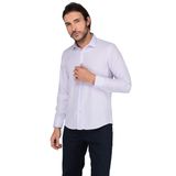 Buenza 3B8M0221D129 Lila Ekose Uzun Kol Slim Fit Erkek Gömlek