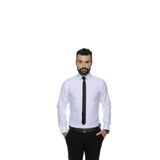 Buenza 4117 Beyaz Dar Kesim Desenli Erkek Gömlek