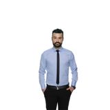 Buenza 4117 Mavi Dar Kesim Desenli Erkek Gömlek