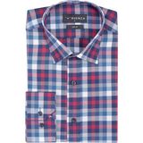 Buenza SRY 037 Kırmızı Ekose Slim Fit Uzun Kol Erkek Gömlek