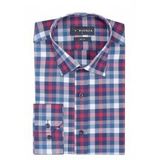 Buenza SRY 037 Mavi Ekose Slim Fit Uzun Kol Erkek Gömlek