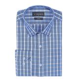 Buenza SRY 047 Mavi Soft Ekose Slim Fit Uzun Kol Erkek Gömlek