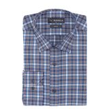 Buenza SRY 058 Lacivert Soft Ekose Slim Fit Uzun Kol Erkek Gömlek