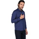 Buenza SRY 902 Lacivert Empirme Gold Uzun Kol Slim Fit Erkek Gömlek