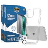 Buff iPhone Avantaj Paket - 2x5D Ekran Koruyucu + Şeffaf Hybrid Kılıf + Lens Koruyucu (Mat (5D Matte), iPhone 15 Plus)