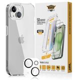 Buff iPhone Avantaj Paket - Şeffaf Hybrid Kılıf + Easyfit 5D Ekran Koruyucu + Lens Koruyucu (Şeffaf (5D Glass), iPhone 15 Plus)