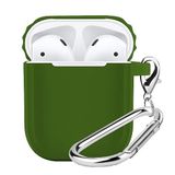 BUFF LABS Airpods 1/2 Uyumlu Rubber Silicone Case Kancalı Yumuşak Silikon Kılıf Airpods 1 ve 2 Uyumlu Kulaklık Kılıfı (Yeşil)