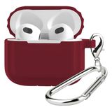 BUFF LABS Airpods 3 Uyumlu Rubber Silicone Case Kancalı Yumuşak Silikon Kılıf Airpods 3 Uyumlu Kulaklık Kılıfı (Bordo)
