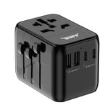 BUFF LABS BL80 Universal Seyehat Şarj Adaptörü 35W GAN Çoklu Priz Dönüştürücü (Siyah)