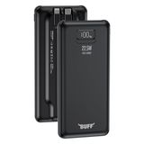 BUFF LABS BP17 22.5W 10.000Mah LCD Ekran Dahili Kablolu Taşınabilir Powerbank (Siyah)