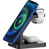 Buff Labs Buff BL34 3 In 1 Magsafe Uyumlu 15W Telefon, Kulaklık, Watch Uyumlu Masaüstü Stand Kablosuz Şarj Cih - Standart
