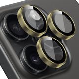 BUFF LABS Buff iPhone 15 Pro Max / 15 Pro Screen Protector 9H Safir Cam Kamera Metal Lens Koruyucu (Altın)