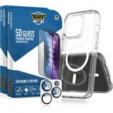 Buff Labs Buff iPhone 15 Pro Max Avantaj Paket - 2X5D Ekran Koruyucu + Magsafe Kılıf + Lens Koruyucu Şeffaf
