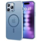 BUFF LABS Buff iPhone 15 Pro Max ile Uyumlu TaoFit Manyetik Yarı Saydam Metal Çerçeve Kılıf (Mavi)