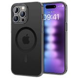BUFF LABS Buff iPhone 15 Pro Max ile Uyumlu TaoFit Manyetik Yarı Saydam Metal Çerçeve Kılıf (Siyah)