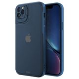 BUFF LABS iPhone 11 Pro Max Hybrid Corner Kılıf Lens Koruyucu Kamera Pencereli Standlı Kapak (Mavi)