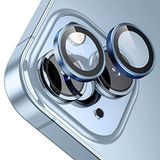 BUFF LABS iPhone 13/13 Mini Screen Protector 9H Safir Cam Kamera Metal Lens Koruyucu (Koyu Mavi)