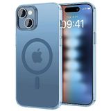 BUFF LABS iPhone 15 Plus ile Uyumlu TaoFit Manyetik Yarı Saydam Metal Çerçeve Kılıf (Mavi)