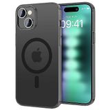 BUFF LABS iPhone 15 Plus ile Uyumlu TaoFit Manyetik Yarı Saydam Metal Çerçeve Kılıf (Siyah)