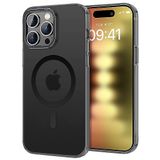 BUFF LABS iPhone 15 Pro ile Uyumlu TaoFit Manyetik Yarı Saydam Metal Çerçeve Kılıf (Siyah)