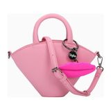 Buffalo Sculpt Mini Trichterform Lüks Buffalo Omuz Çantası Öpücük Detaylı - Açık Pembe