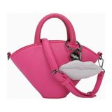 Buffalo Sculpt Mini Trichterform Lüks Buffalo Omuz Çantası Öpücük Detaylı - Pembe
