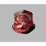 Buffalo Türk Bayrağı Tasarımlı Polyester Outdoor Kullanım İçin Erkek Bandana Renkli Desenli Cepsiz - Renkli - Renkli
