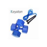 Buffer 1kg X 2 Adet Dambıl Ve Atlama Ipi Kombin Seti Vinyl Kaplama Dumbell Mavi Tek Ebat
