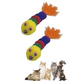 Buffer 2 Adet Yumuşak İpli Tırtıl Şeklinde Rengarenk Kedi Oyuncağı
