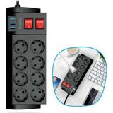 Buffer 2 mt 16A 4000W Isıya Dayanıklı Termal Akım Korumalı 8'li Priz ve 3 USB'li Uzatma Kablosu