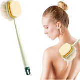 Buffer® 2'si 1 Arada Çift Taraflı Uzun Saplı Fırçalı Banyo Vücut Sırt Fırçası Banyo Lifi